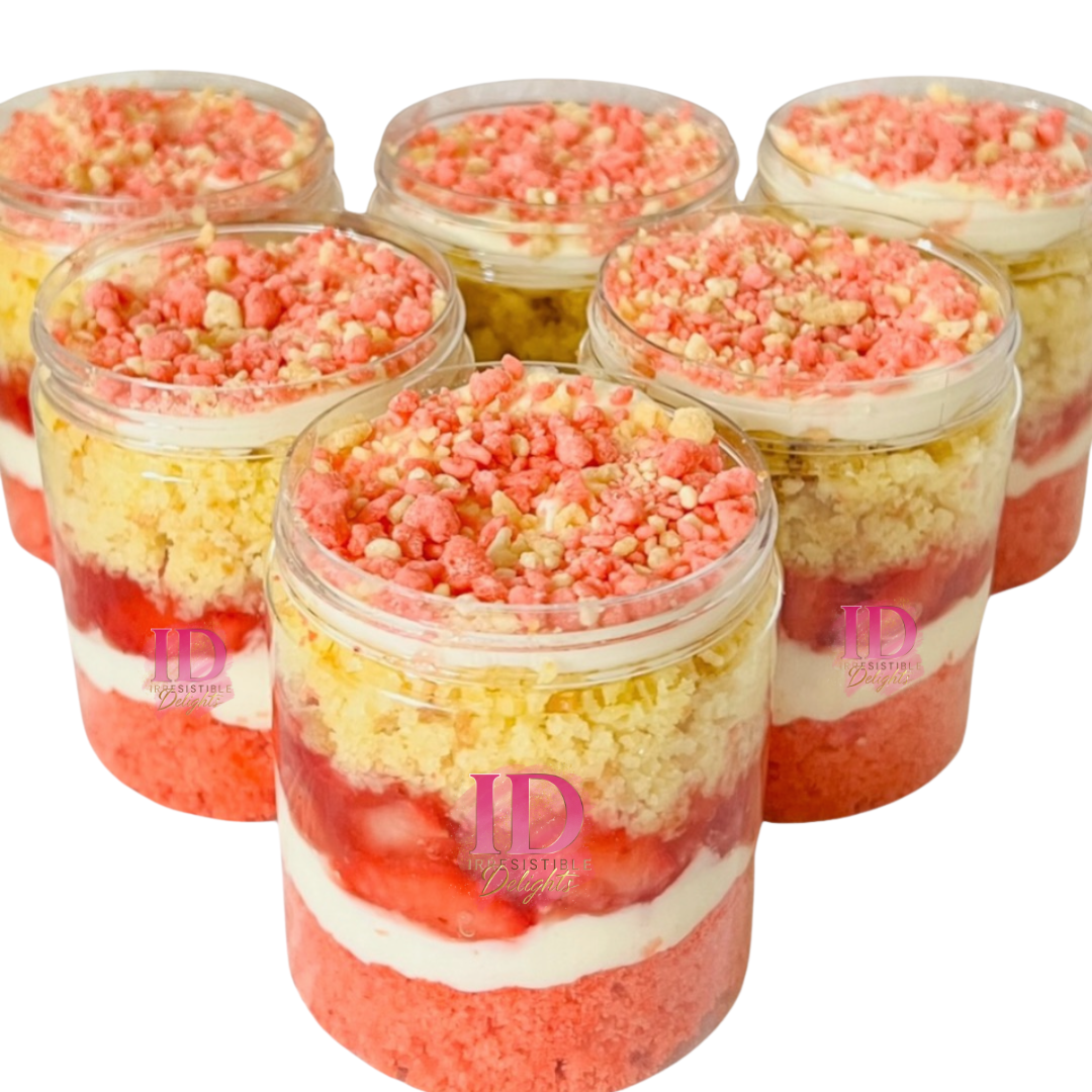 Strawberry shortcake cake jars