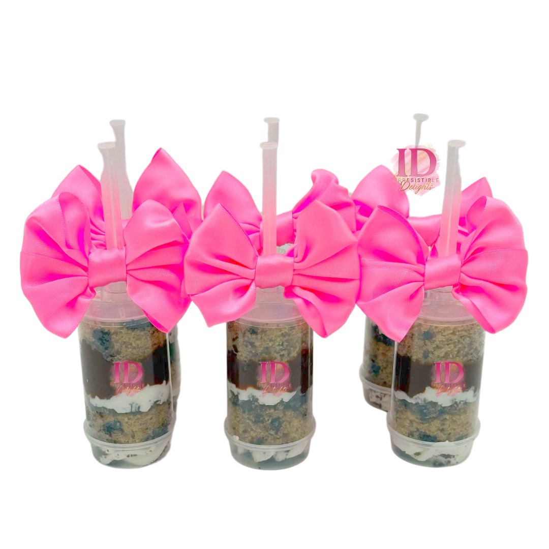Cake push pops with pink bows
